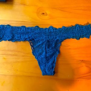 PINK VS dark turquoise lace thong